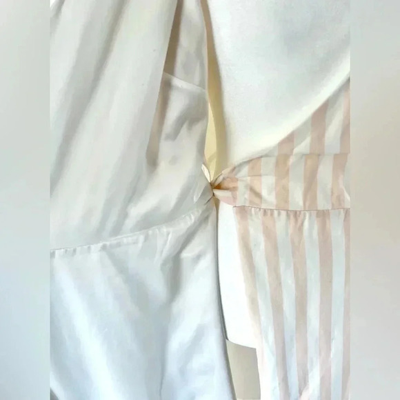 Rachel Parcell Linen Blend Wrap Dress Pink and White‎ Striped Ruffle Midi Small - Picture 11 of 13